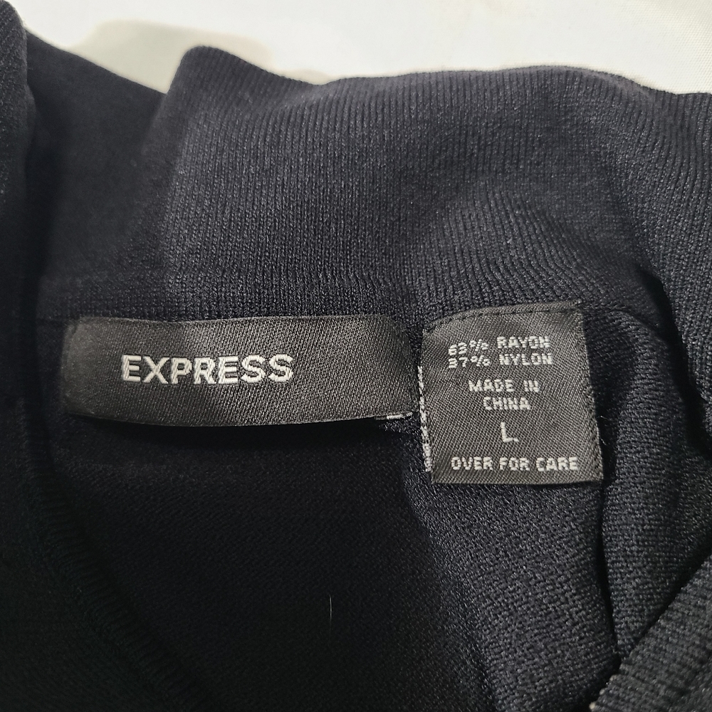 Express Juniors Long Sleeve Large Black Zip Up Sweater Y2K - Picture 10 of 10